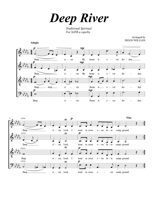 Deep River (arr. Diego Willian) - Anonymous (Choral, SATB)