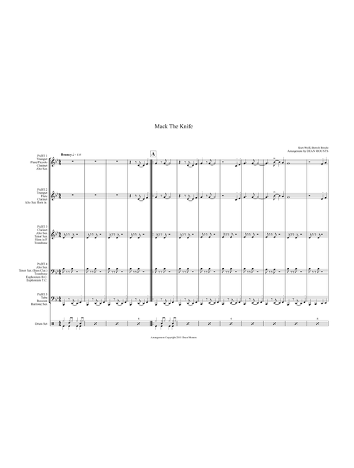 Mack The Knife (Flex Band) (Arr. Dean Mounts) - Kurt Weill, Bertolt Brech (Small Ensemble)