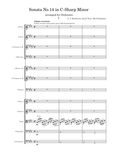 Piano Sonata No. 14 In C-Sharp Minor "Moonlight" (I. Adagio Sostenuto) Arranged for orchestra