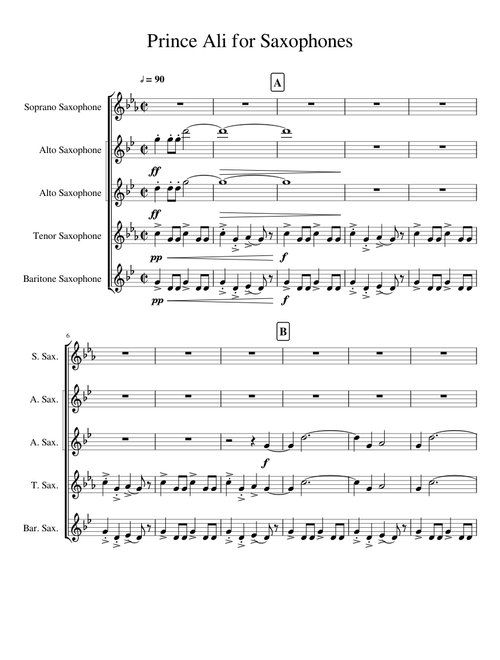 Prince Ali for Saxophones