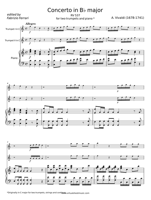 Concerto for 2 Trumpets in C major, RV 537 - Antonio Vivaldi