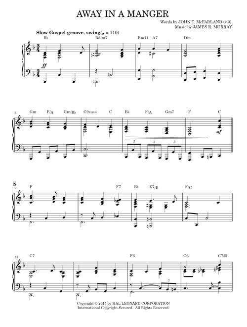 Away In A Manger [Jazz version] (arr. Brent Edstrom) - John T. McFarland v.3, Various (Piano Solo)