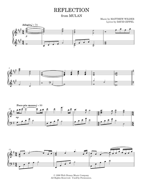 Reflection - Christina Aguilera (Piano Solo)