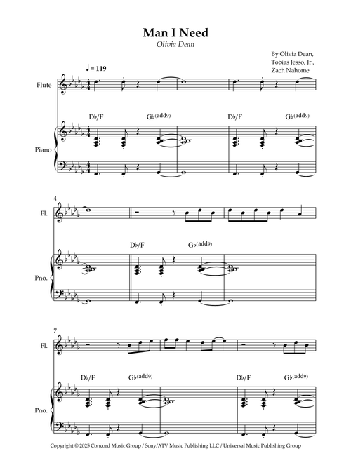 Man I Need (Arr. Wesley S. SIlva) - Olivia Dean (Flute and Piano)