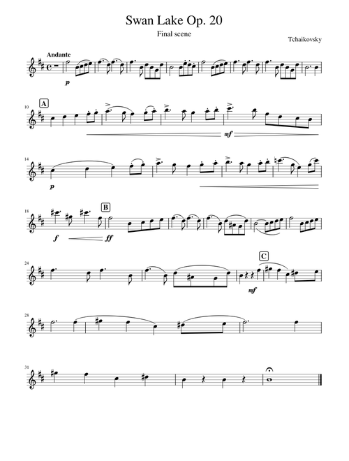 Swan Lake Final Scene – Pyotr Ilyich Tchaikovsky Swan Lake Op 20 in D - Tchaikovsky Piano  Violin