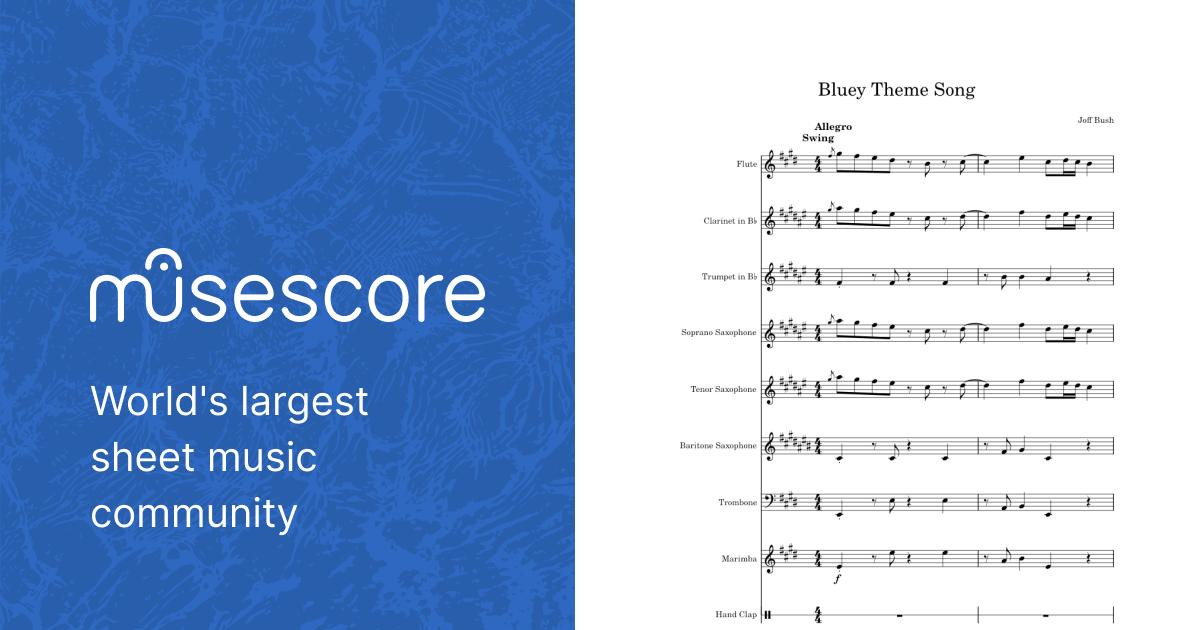Bluey Theme Song Sheet music for Trombone, Flute, Saxophone tenor
