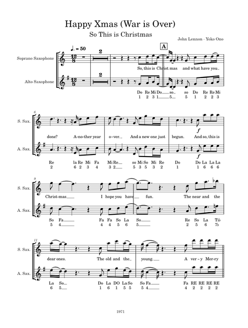 Happy Xmas (War Is Over) – John Lennon (Sax Duet)