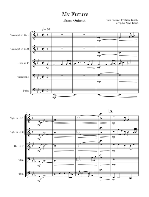 My future – Billie Eilish Billie Eilish's "My Future" - Brass Quintet