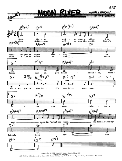 Moon River (Low Voice) - Andy Williams (Real Book - Melody-Chords-Lyrics)