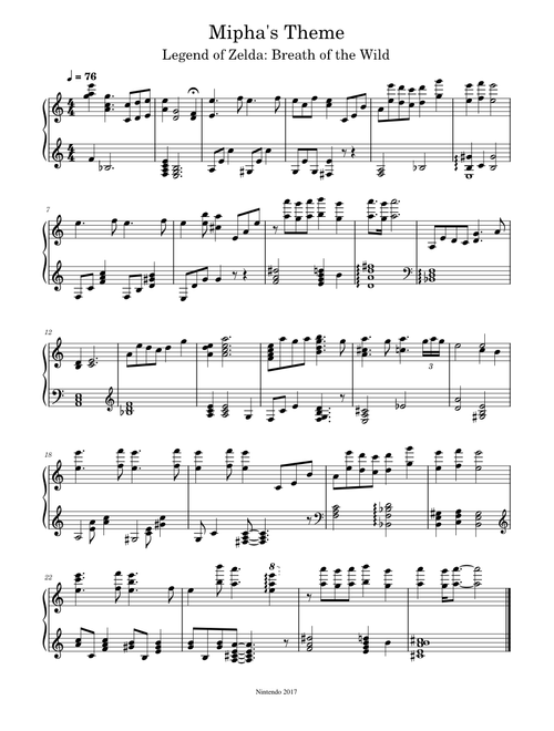 Mipha's Theme - Breath of the Wild (Piano Solo)
