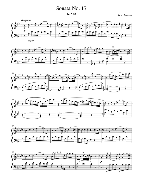 Mozart - Piano Sonata No. 17 in B-flat Major, K. 570, III. Allegretto