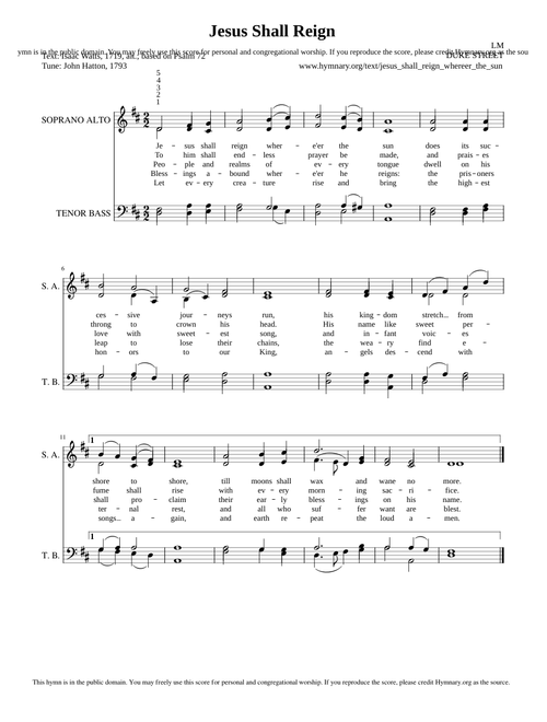 Jesus Shall Reign Where'er the Sun - Isaac Watts