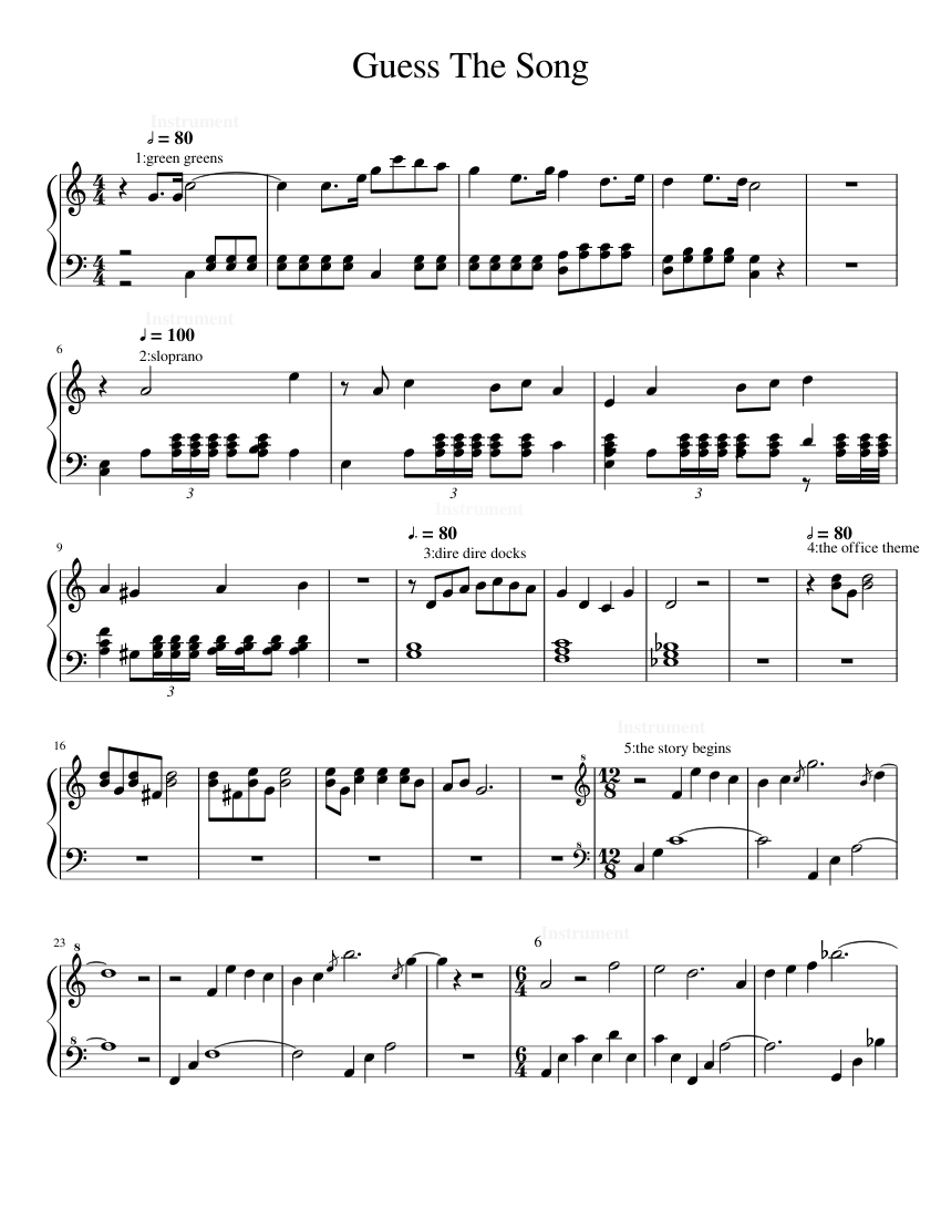 Guess the song Sheet Music for Piano (Solo) | MuseScore.com