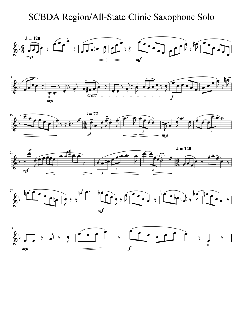 SCBDA Region/AllState Clinic Saxophone Solo Sheet music for Saxophone