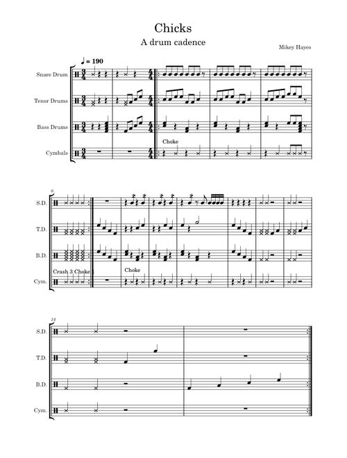 Chicks - A drum cadence