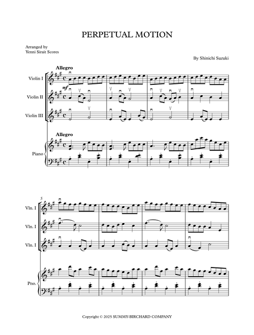 Perpetual Motion (Arr. Yenni Sirait Scores) - Shinichi Suzuki (Small Ensemble)