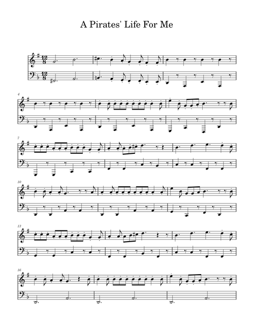 Yo Ho (A Pirate's Life For Me) – George Bruns, Xavier Atencio - (For Tenor Sax and Tuba)