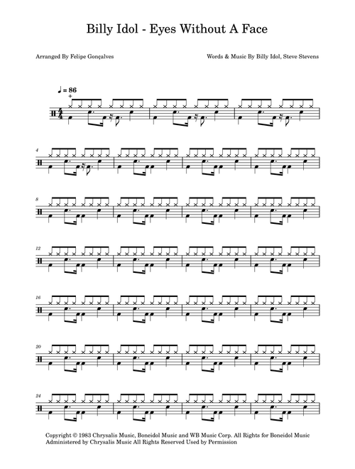 Eyes Without A Face (Arr. The Ninja) - Billy Idol (Drums)