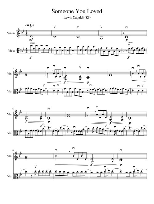 Someone You Loved (Lewis Capaldi) (Violin+Viola Short Duet)