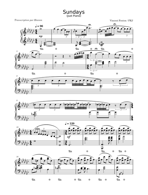 FKJ (Just Piano) sheet music by Hmmmmm_ | Play, print, and