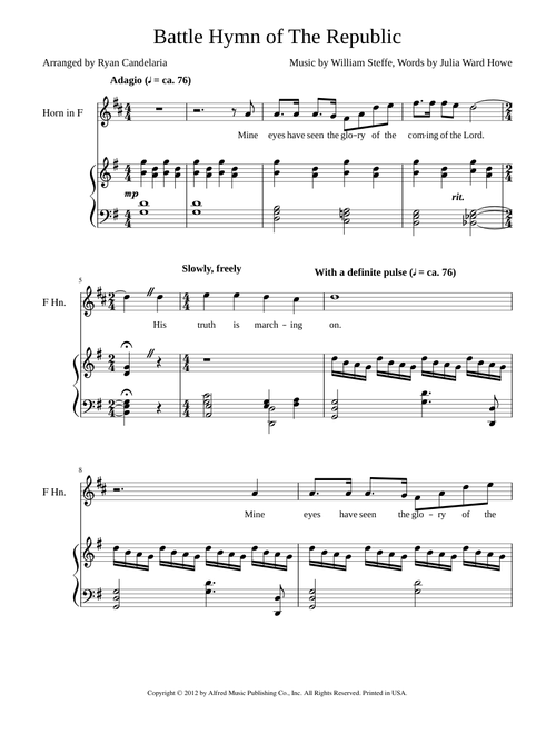 Battle Hymn of The Republic- French Horn and Piano Duet