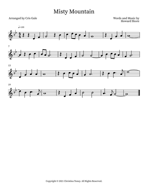 Misty Mountain (Arr. Cris Gale) - Howard Shore (Flute Solo)