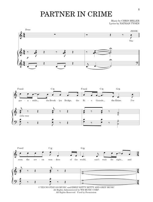 Partner In Crime (from Tuck Everlasting) - Chris Miller and Nathan Tysen (Piano Vocal)