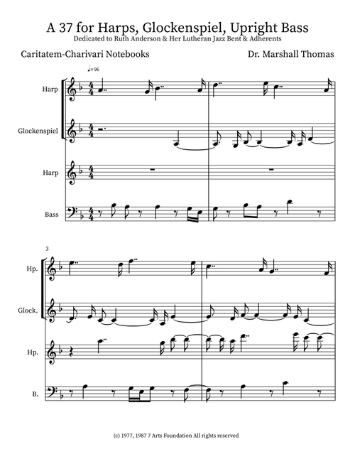 A 37 for Harps, Glockenspiel, Upright Bass - Celebrity Chamber Players (Small Ensemble)