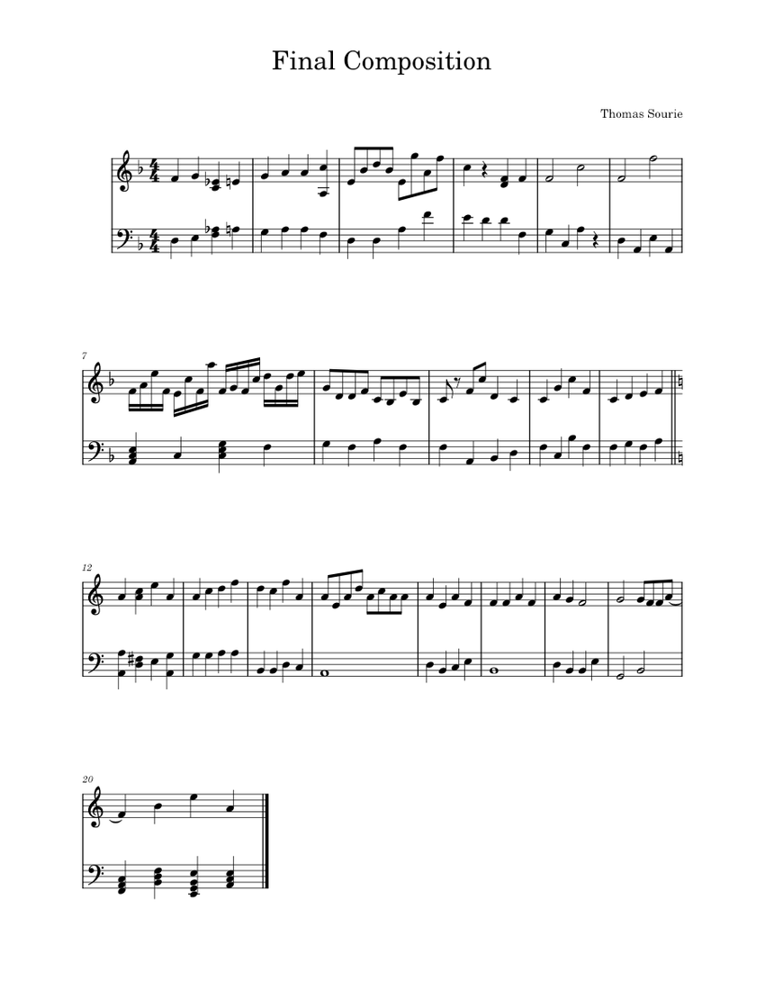 Final Composition Sheet Music for Piano (Solo) easy | MuseScore.com