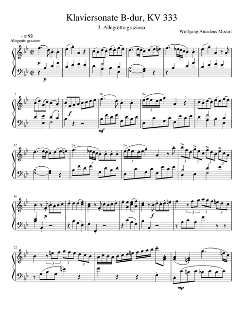 Mozart: Klaviersonate B-dur, KV 333 - 3. Allegretto grazioso