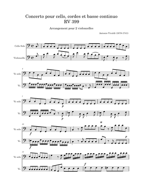 Concerto for Cello in C major RV 399 – Antonio Vivaldi
