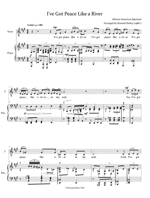 I've Got Peace Like a River (Arr. Konrad Harley) - African-American Spiritual (Piano Vocal)