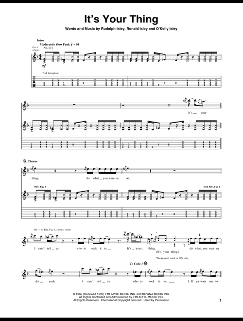 It's Your Thing - The Isley Brothers (Guitar Tab)