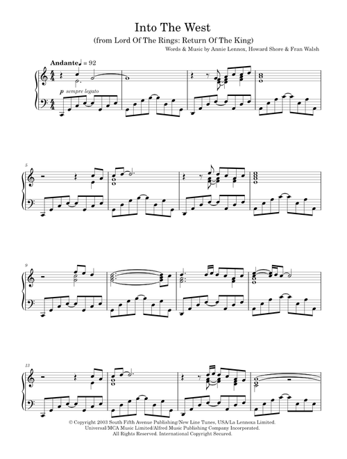 Into The West - Howard Shore (Piano Solo)