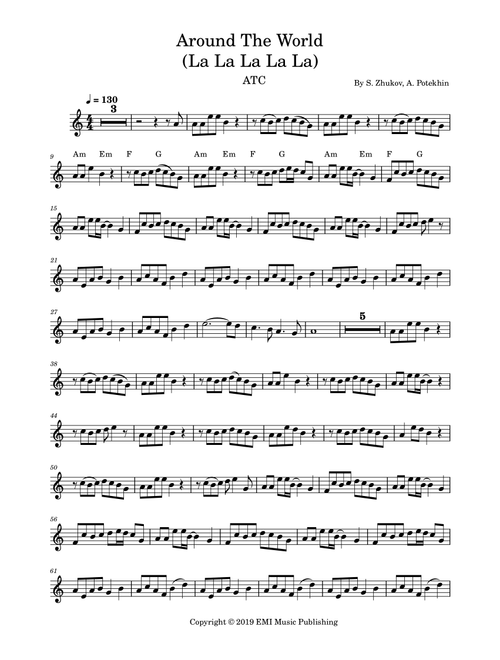 Around The World (La La La La La) (Arr. Lufé) - Atc (Violin Solo)