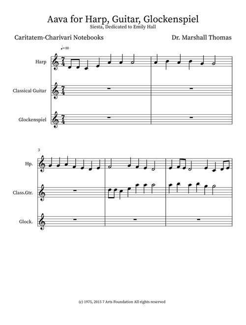 Aava for Harp, Guitar, Glockenspiel - Celebrity Chamber Players (Small Ensemble)