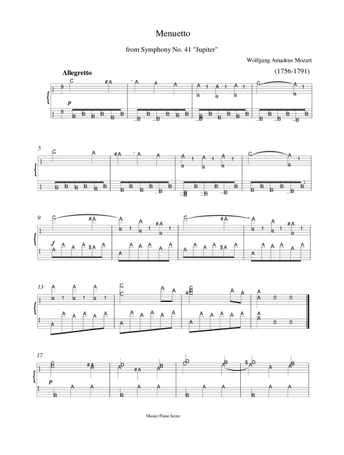 Mozart - Menuetto from Symphony No. 41 "Jupiter" (Easy piano) (Arr. MPS) (Easy Piano)