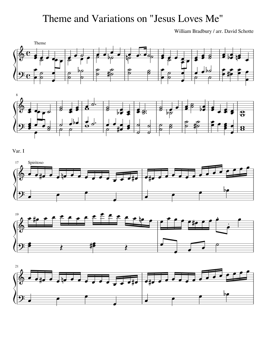 Dempsey Elaborar Trastorno Theme and Variations on "Jesus Loves Me" Sheet music for Piano (Solo) |  Musescore.com