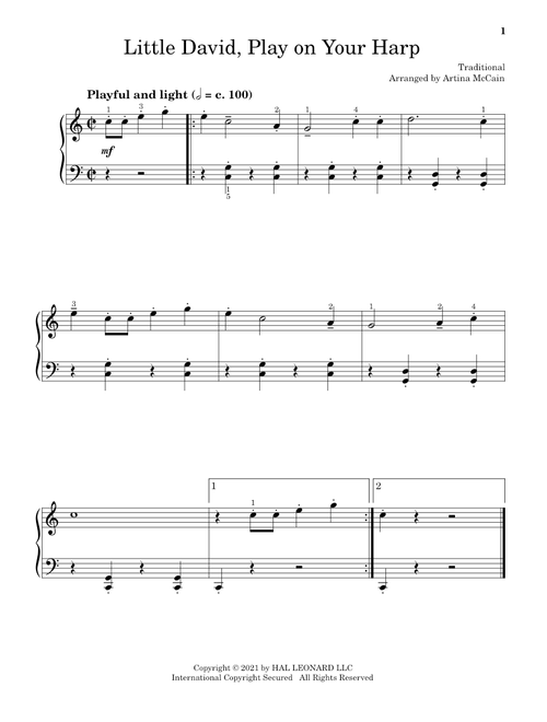 Little David, Play On Your Harp (arr. Artina McCain) - Traditional (Educational Piano)