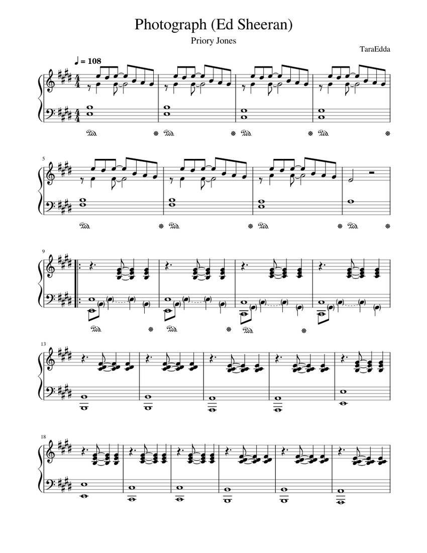 Photograph (Ed Sheeran) Sheet music for Piano (Solo)