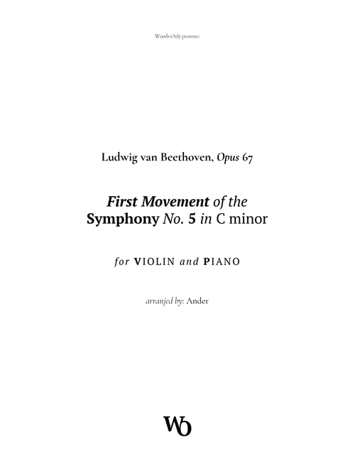 Symphony No. 5 by Beethoven for Violin and Piano (Arr. Ander) (Violin and Piano)