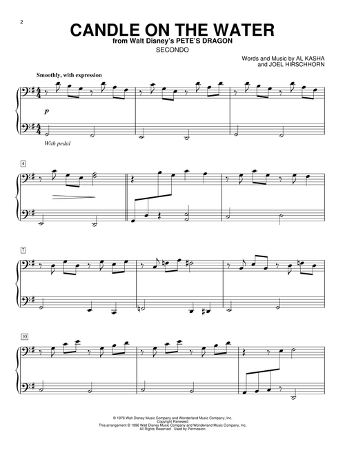 Candle On The Water (from Pete's Dragon) - Helen Reddy (Piano Duet)