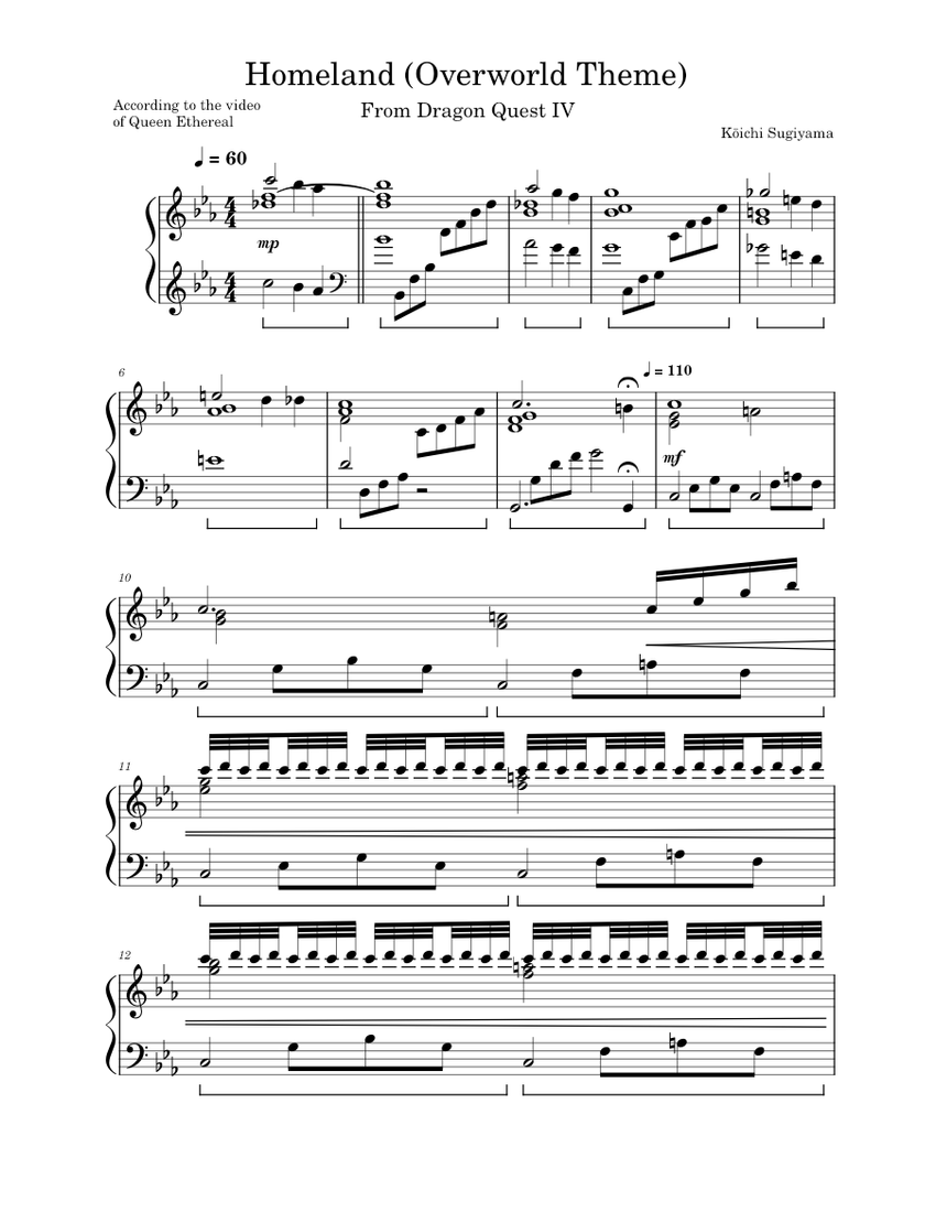 Dragon Quest IV- Homeland – Koichi Sugiyama Sheet music for