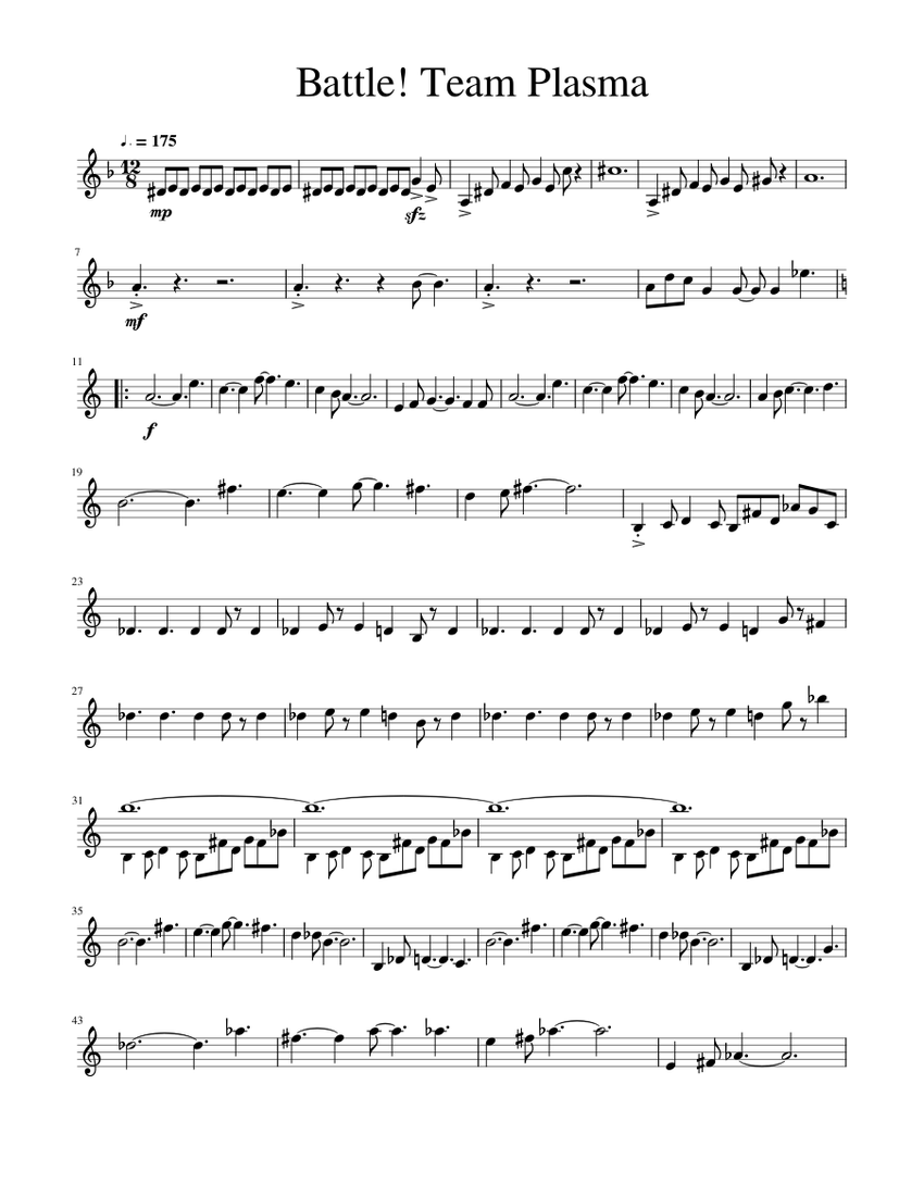 Battle! Team Plasma Bari Sax Solo Sheet Music for Saxophone