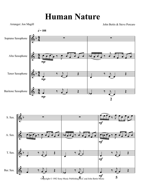 Human Nature (Arr. Jon Magill) - Michael Jackson (Woodwind Ensemble)