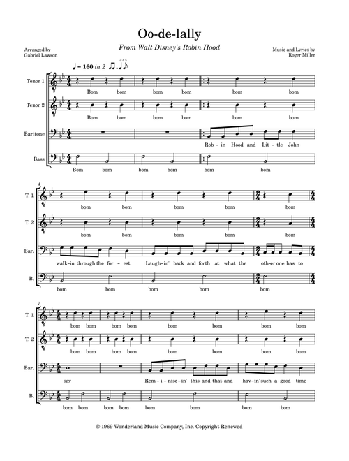 Oo-de-lally (Arr. Gabriel Lawson) - Roger Miller (Choral, TTBB)