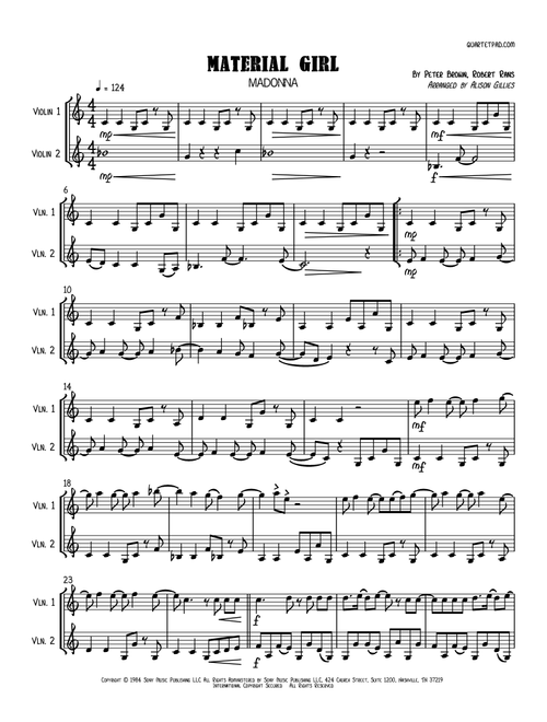 Material Girl (Arr. Alison Gillies) - Madonna (Violin Duet)