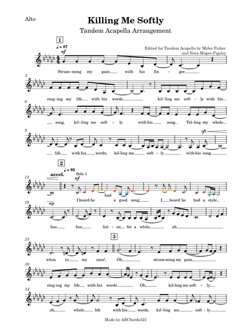 Killing me softly SATB-Alto