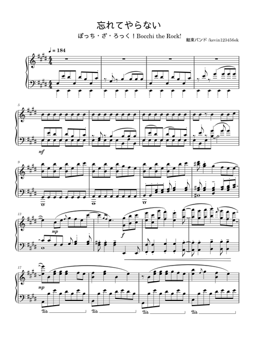 Never Forget (piano arrangement) – Kessoku Band