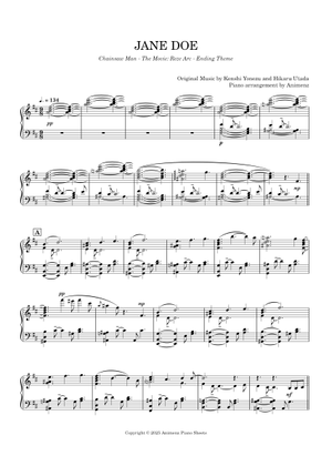 4声女2男2アカペラ譜】JANE DOE-米津玄師,宇多田ヒカル Sheet Music